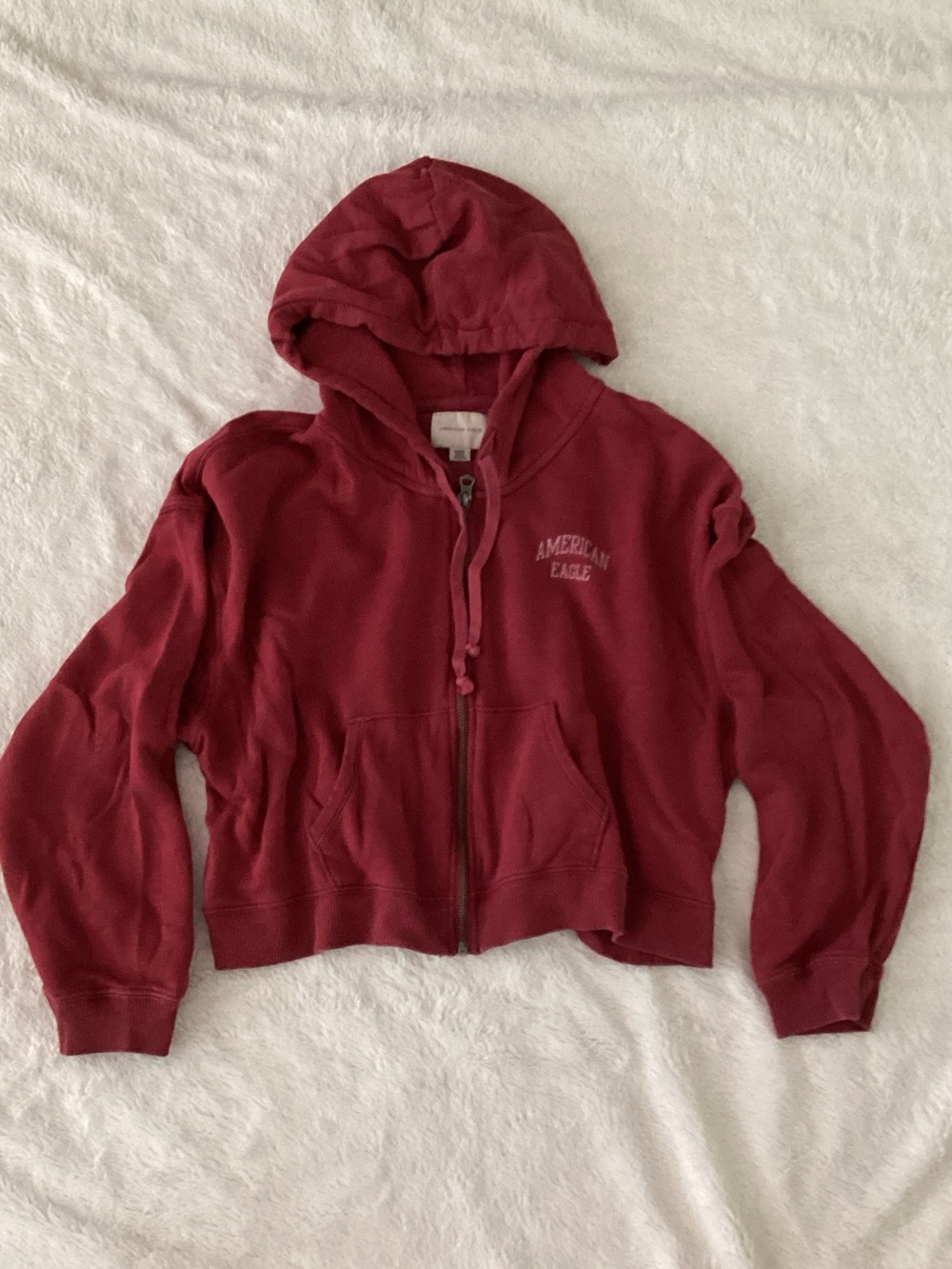 Maroon American Eagle Hooded Zip Front Sweatshirt Sz M